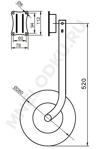 Колеса транцевые ИВ быстросъемные 52 см ПРЯМЫЕ нерж 4 мм
