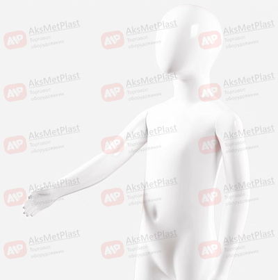 C117W Манекен детский пластиковый белый глянцевый 117 см на металлической подставке