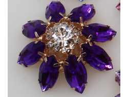 ПУГОВИЦЫ ДЕКОРАТИВНЫЕ СО СТРАЗАМИ Dolce&Gabbana, 31 мм. 50 шт. Р-0063. Цвет: фиолетовый