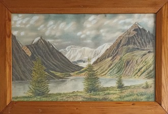 "Горный пейзаж" бумага пастель 1974 год