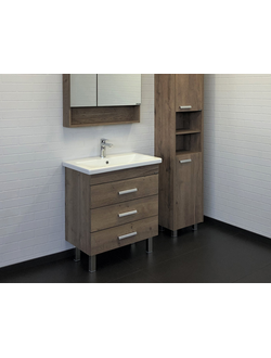 Тумба-умывальник "Никосия-70Н" дуб темный с раковиной COMO 70