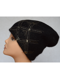 Черная итальянская вязаная шапка с украшениями Vizio 6111 фото головных уборов Визио
