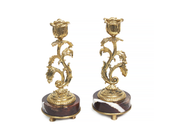 Интерьерные подсвечники из натуральных камней и бронзы