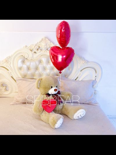 Подарочный набор №3 - Плюшевый мишка 120 см, Шары сердца 2, Киндер бокс средний