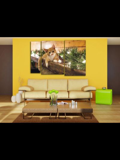 Модульная картина &quot;Новогодний пушистик&quot;