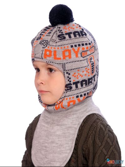 Шапка-шлем  21202-06, цвет серый,оранжевый, р. 52-54