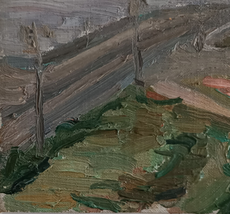 "Городской пейзаж" холст на картоне масло Кац И.Л. 1958 год