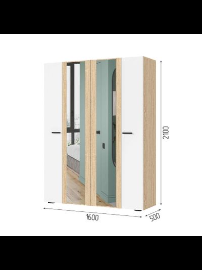 Санса ШК-04 Шкаф 4-х створчатый Сонома/Белый
