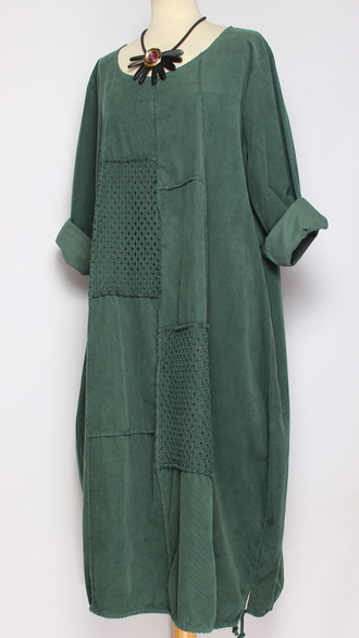 Платье Бохо вельветовое "Сетка трикотажная спинка" малахит до р.56