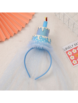 Ободок тортик со шлейфом, голубой