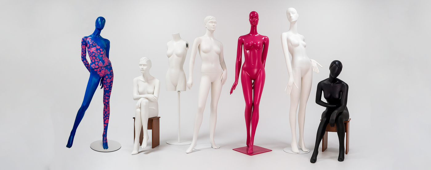 Современные женские манекены для оформления торгового пространства