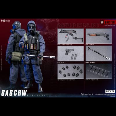 Британский спецназ САС - Коллекционная фигурка 1/12 POCKET ELITE SERIES: SAS CRW Breacher (PES002) - DAMTOYS