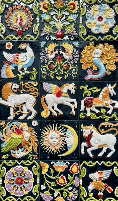 Изразцовая плитка "Мифические знаки" // 15*15
