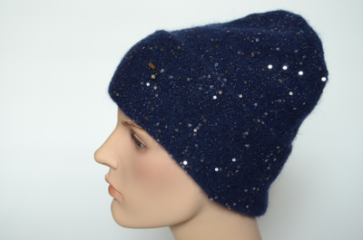 Синяя шапка вязаная с отворотом Vizio Италия 6943 CRY