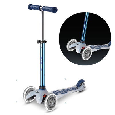 Самокат Mini Micro Deluxe Flux LED синий неохром