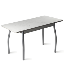 Орион 4 стол раздвижной 900/1250*600*750 мрамор белый/алюминий 1.1