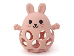 Погремушка - прорезыватель из силикона Зайчик персиковый