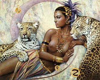 Девушка с леопардами (алмазная мозаика)  ml-mgm-mt-my-mz avmn