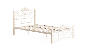Кровать Canzona Wood slat base 140*200 см, дерево гевея/металл, белый/butter white