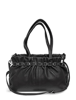 (АРТИКУЛ: 8872/0/72) СУМКА ЖЕНСКАЯ СРЕДНЕГО РАЗМЕРА, НАТУРАЛЬНАЯ КОЖА, ЧЕРНАЯ, С ПЛЕЧЕВЫМ РЕМНЕМ