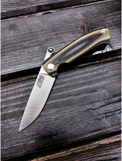 Фрикционный складной нож Микрос сталь AUS10, рукоять G10, цвет тайга