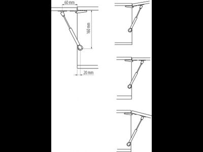 Газовый лифт для верхних шкафов GTV, 80N, 160мм цвет серый