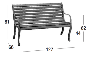 Скамейка алюминиевая двухместная OASI, 810х1270х660