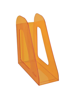 Лоток вертикальный для бумаг СТАММ "Фаворит" (235х240 мм), ширина 90 мм, тонированный оранжевый, ЛТ716