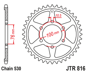 Звезда ведомая (44 зуб.) RK B6828-44 (Аналог: JTR816.44) для мотоциклов Suzuki