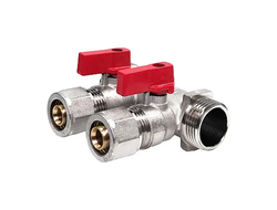 Коллектор STI с шаровыми кранами 3/4", 2 отвода 16 (обжим)