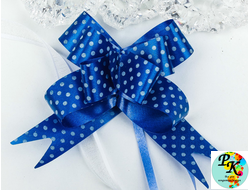 БАНТ-ЗАТЯЖКА "СИНИЙ В БЕЛЫЙ ГОРОШЕК", 1 ШТ