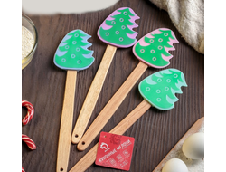 Лопатка силиконовая «Ёлочка», 28,8 см, цвет в ассортименте