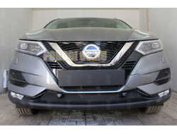 Защита радиатора Nissan Qashqai 2019- black низ (2 части)