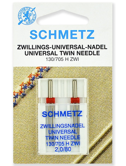 Иглы двойные SCHMETZ Универсальные 130/705H ZWI № 80/2.0-  2шт