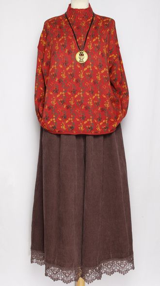 Джемпер  "ЦВЕТНОЙ СТОЙКА ПРОВАНС" коралл до р.54