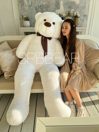 Гигантский плюшевый медведь 210 см белый Леброн