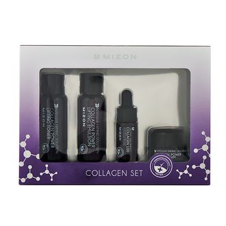 Коллагеновый набор: Эмульсия, тонер, сыворотка и крем для лица Collagen miniature SET(40мл/40мл/15мл/9.3мл) MIZON