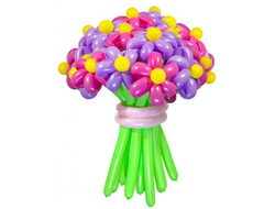 Букет ярко розовые сиреневые ромашки 15 шт.