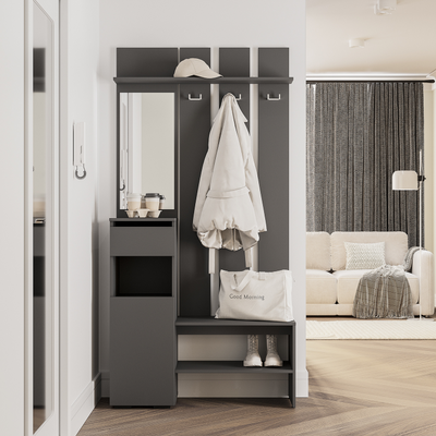 Прихожая Мия ПР-03 графит/графит 1000*2000* 376 мм