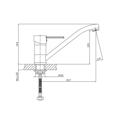 448028 Смеситель для кухни ZOLLEN GERA (арт.GE73611332) излив 220мм, карт. 35мм