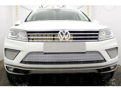 Защита радиатора Volkswagen Touareg II 2014-2018 chrome центральная PREMIUM (кроме R-Line)