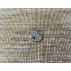 Замочек свадебный зеркальный со стразами с 2 ключиками 39x30x7,3 мм серебристый