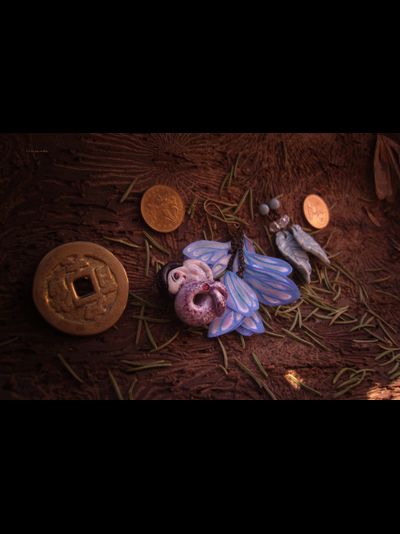 Брошь в технике скульптурной миниатюры &quot;Русалочка - Морская Роза&quot; с натуральным рубином