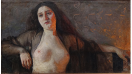  Бершадский Ю.Р. Натурщица с обнаженной грудью 1905 г. Холст, масло 55Х97 (1036)