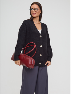 Вязаный удлиненный кардиган оверсайз на пуговицах