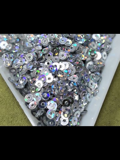 Пайетки голографические 3 мм цвет серебро