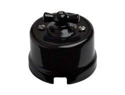 Ретро выключатель керамический черный (Бирони)