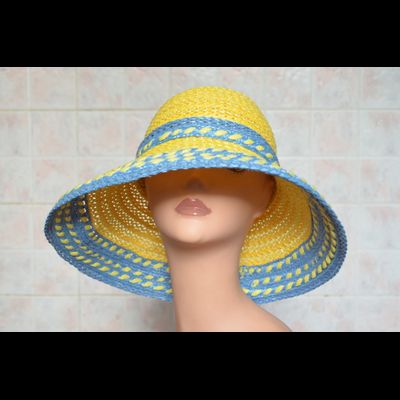 Женская широкополая шляпа Vizio Италия 5710 FF3 желтая с синим