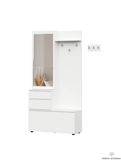 Одри Вешалка с зеркалом Белый