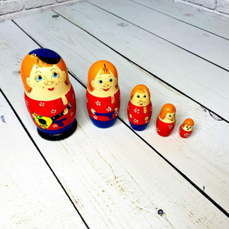 Матрешка Мальчик с балалайкой 5-и кукольная 100*50 мм